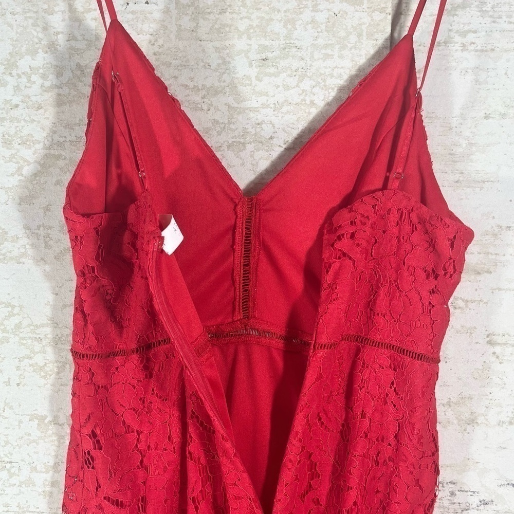 ASTR Red Lace Dress Sz Medium Spaghetti Strap Cami Boho Cocktail Formal - Picture 8 of 11